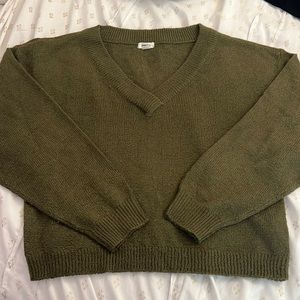 Army green vneck sweater